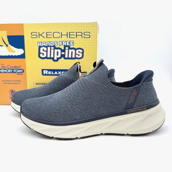 NEW Skechers Men's 11 Extra Wide Fit Shoes Slip Ins Hands Free Memory Foam Navy - Picture 1 of 11
